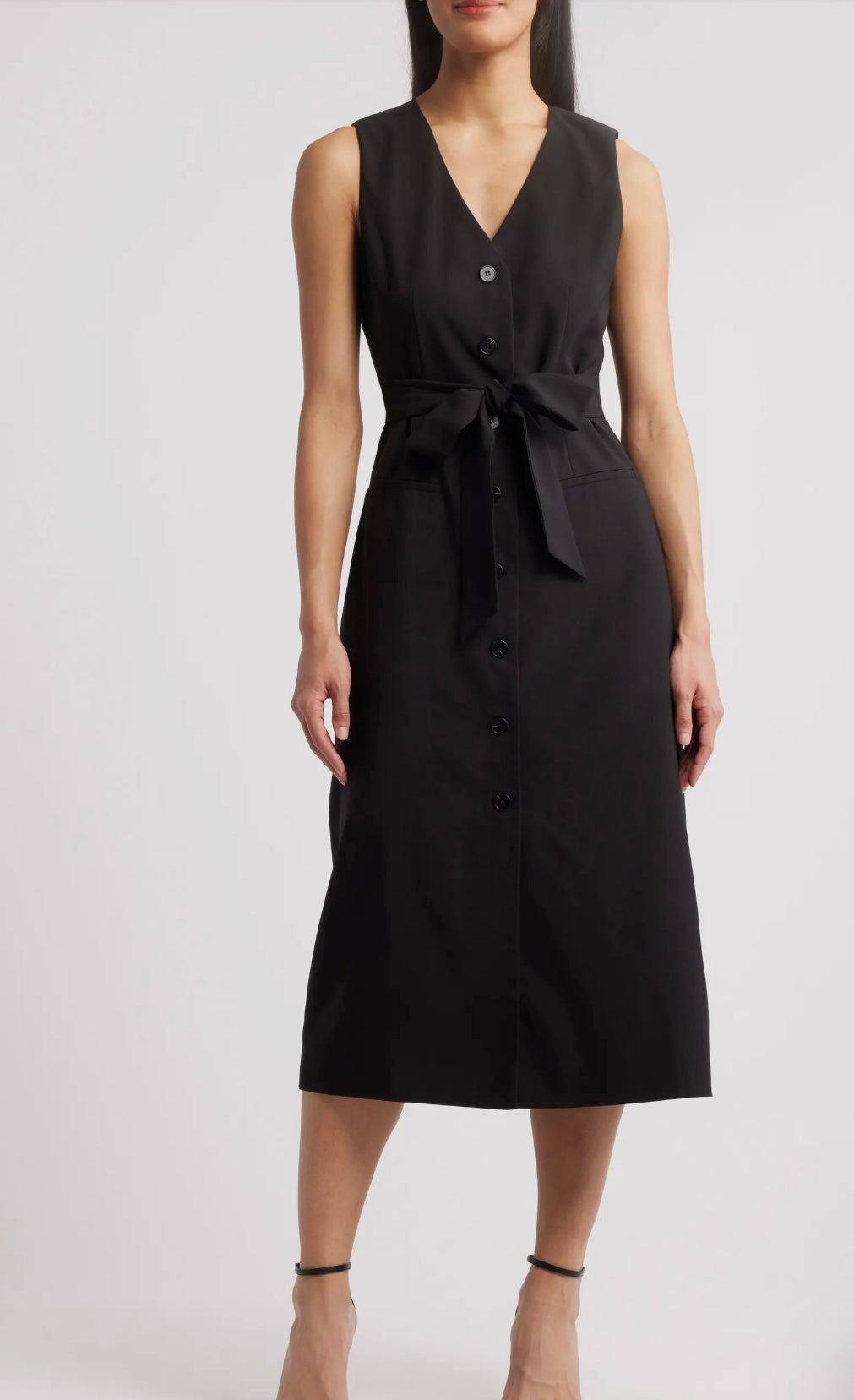 Sleeveless Belted Dress