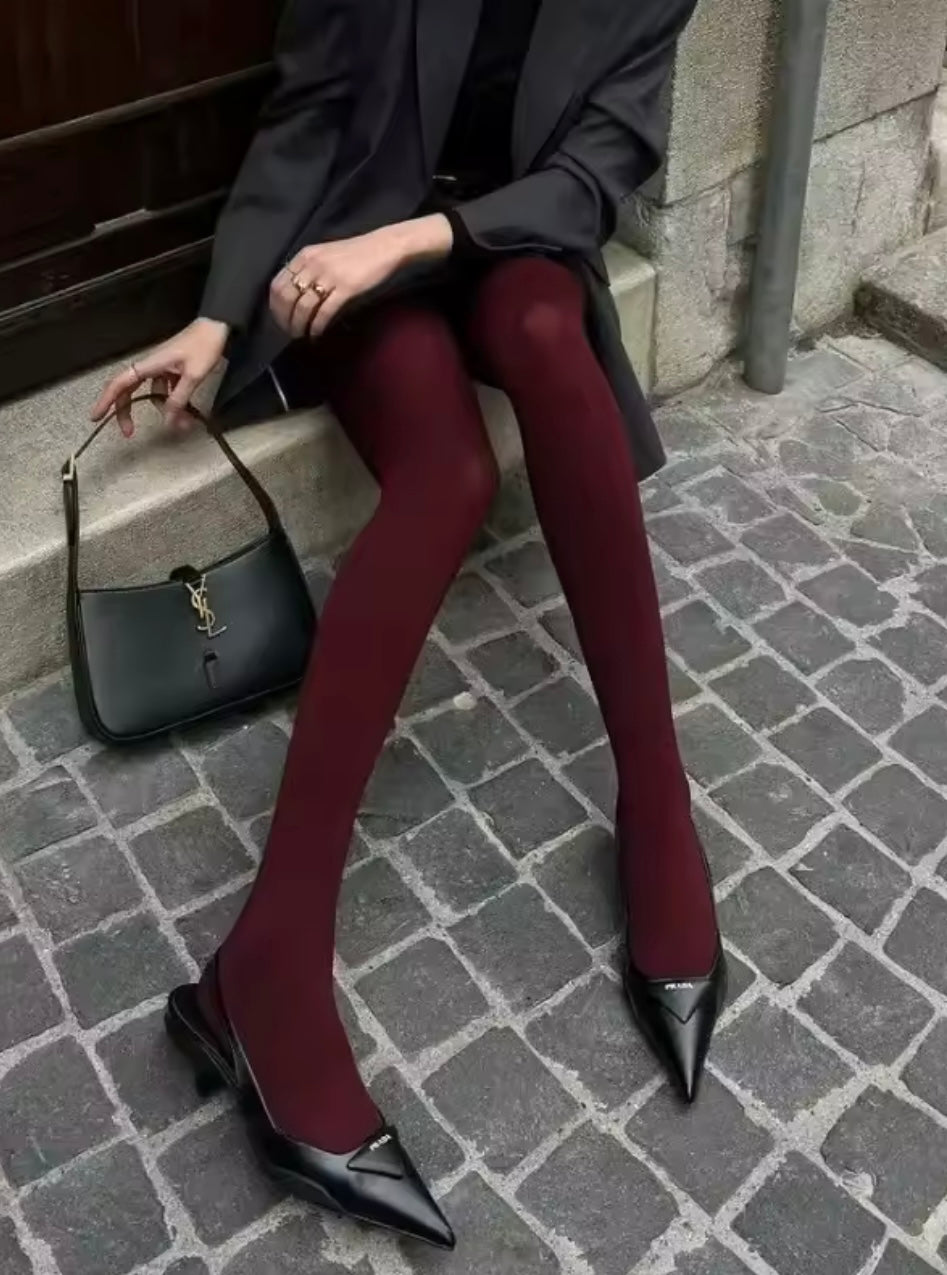 Dark red tights