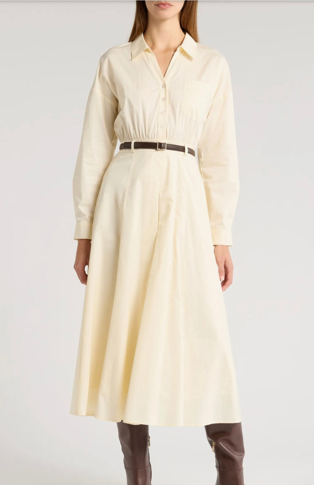 Long Sleeve Belted Dress