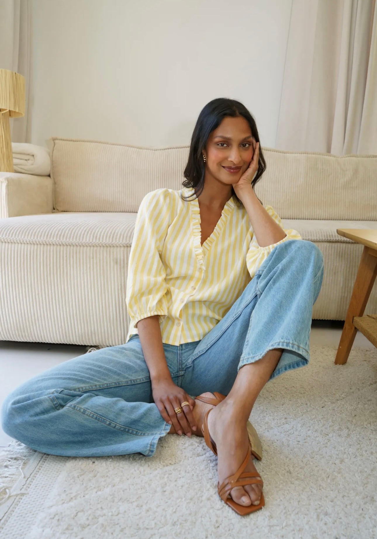 Yellow white shirt