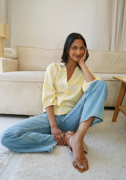 Yellow white shirt