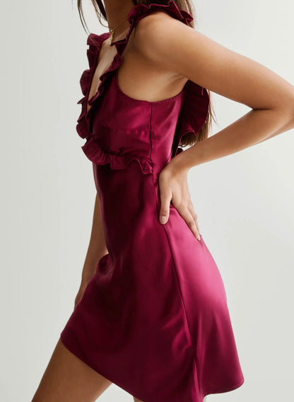 Ruffle minidress satin