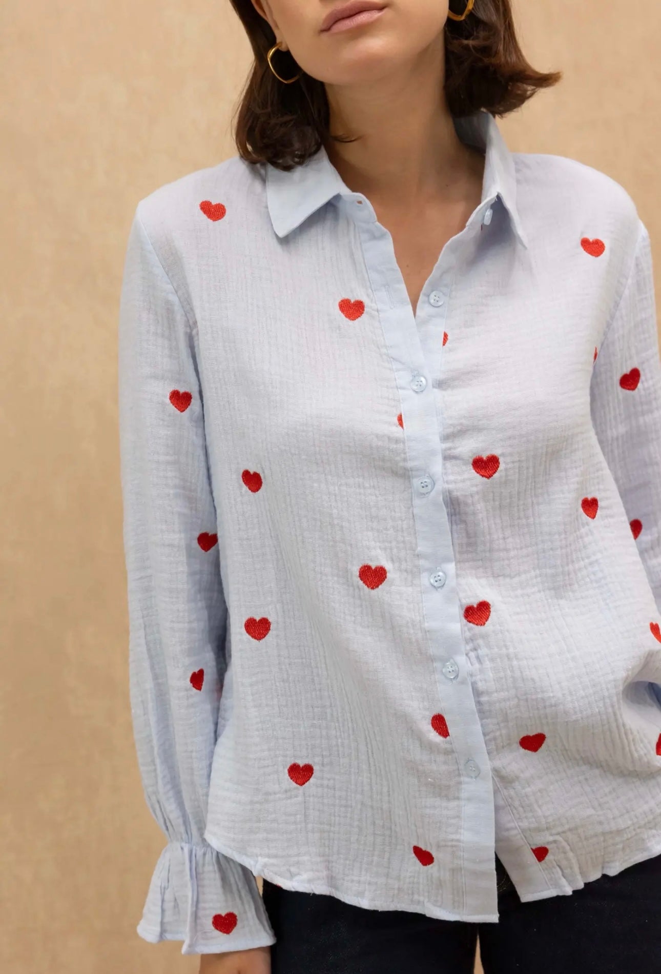 Blue with red heart shirt