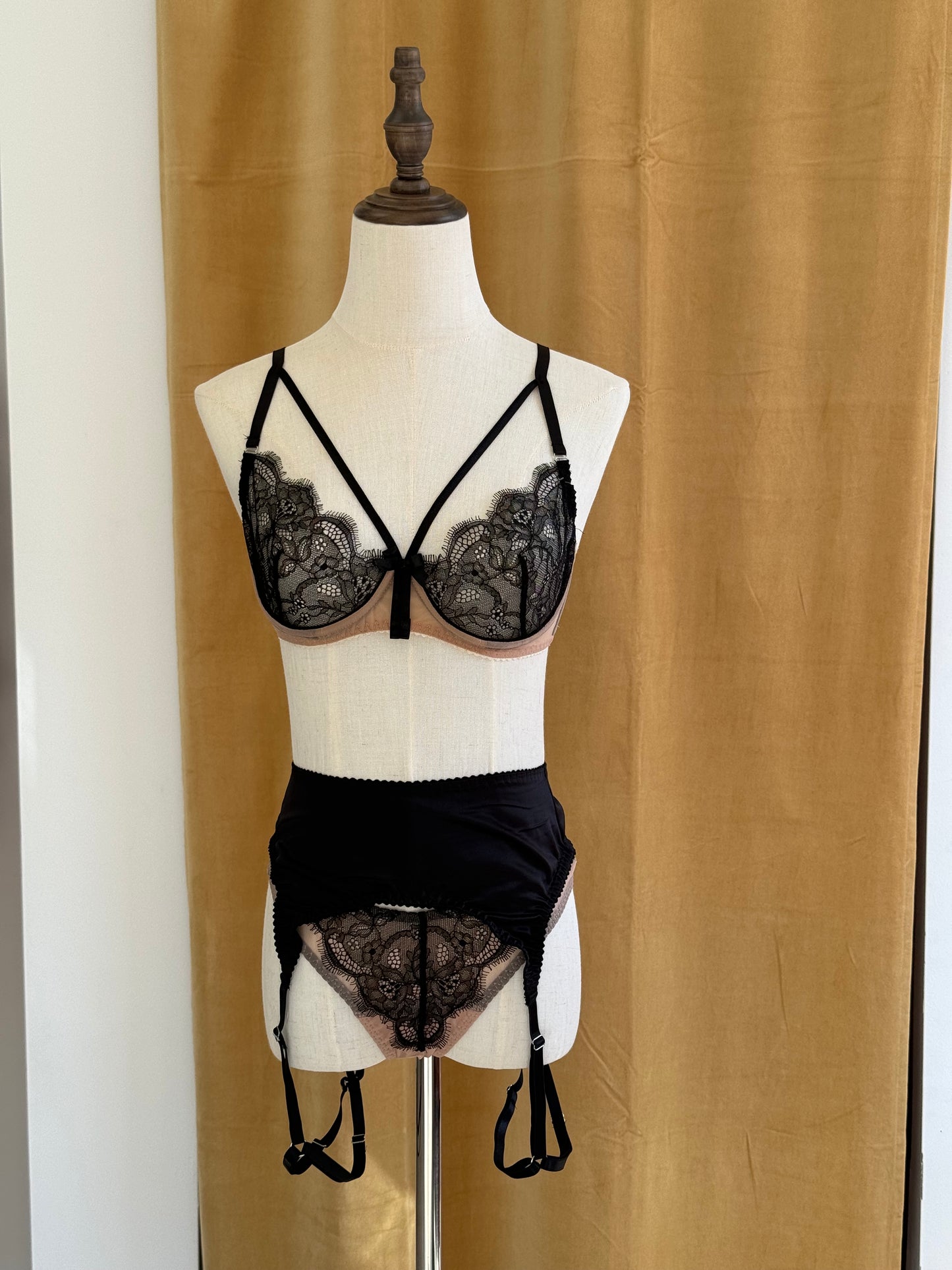 Nude with black lace