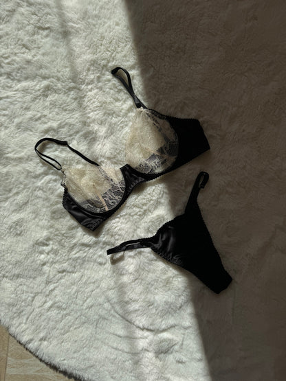 Black and beige lace set