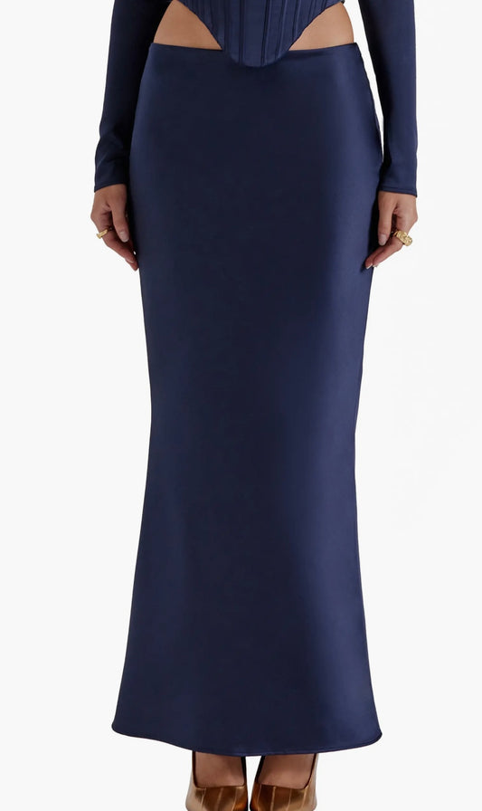 Satin Navy Skirt