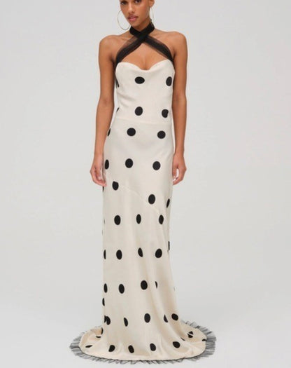 Maxi white dot dress