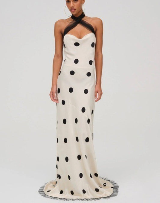 Maxi white dot dress