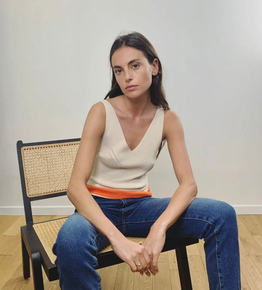 Beige and peach top