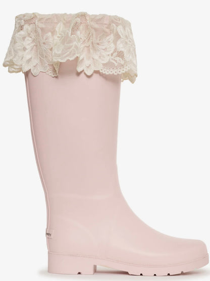 Pink rain boots