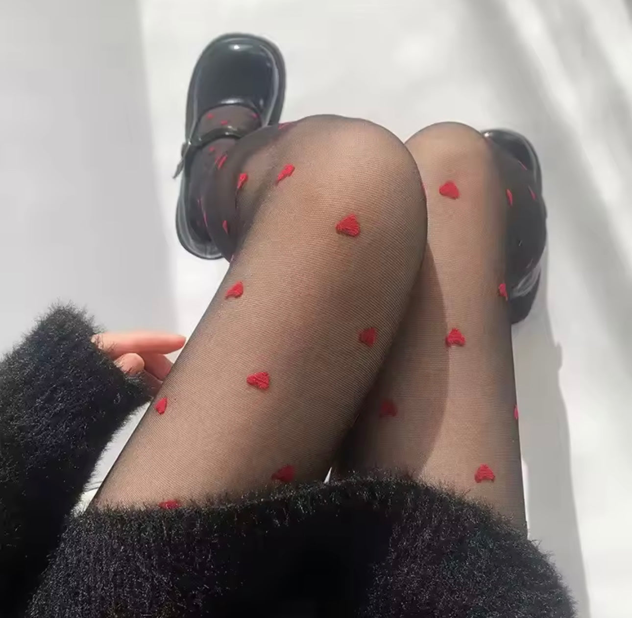 Black tights with hearts