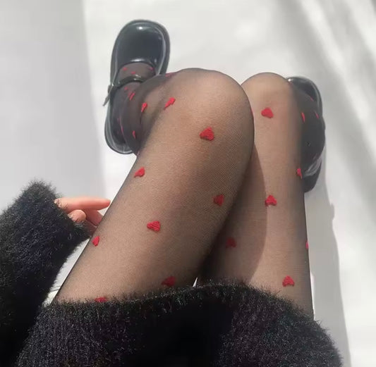 Black tights with hearts